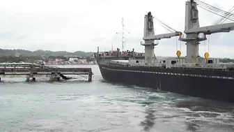 Engine Failure Causes Giant Cargo Ship To Crash Into Dock