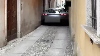 Ferrari Roma Stuck In Narrow Street