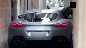 Ferrari Roma Stuck In Narrow Street