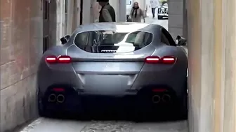 Ferrari Roma Stuck In Narrow Street