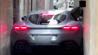 Ferrari Roma Stuck In Narrow Street