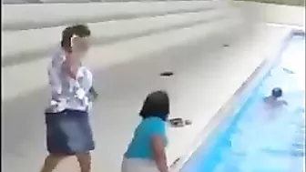 Grandma Pushed A Friend In The Pool