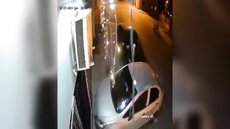 Homeless Man Crossing The Street With All His Belongings