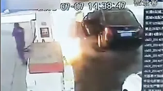 Idiot Gets Burned When He Sprays Gas Station Attendant With Oil
