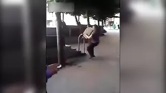 Idiot And Trash Can