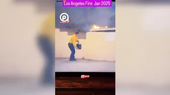 Los Angeles Firefighters Use Totes Filled With Water