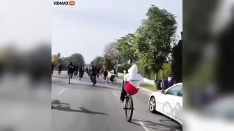 Man Drives Mercedes Through Crowd Of Punks Blocking Street