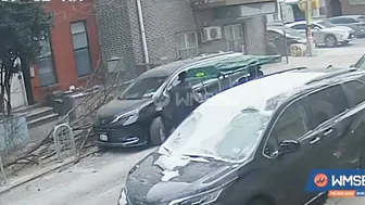 Minivan Hits Sidewalk