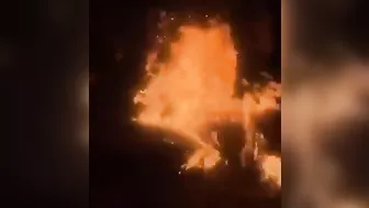 Idiot Jumps Into A Burning Bonfire And Burns Himself
