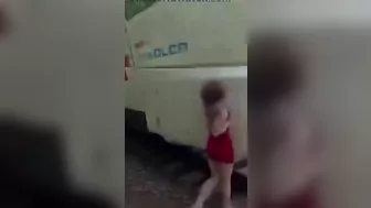 Idiot Girl Doing TikTok Stunt Near Railroad Tracks