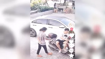 Old Girl Picking Up Trash