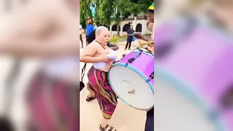 Playing Drums With Her Big Fat Tits