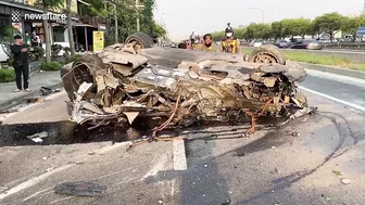 Porsche Loses Control And Crashes Into Telephone Pole