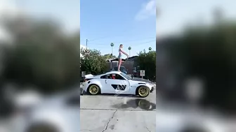 Pretty Blonde Tries Backflip On Boyfriend's Porsche