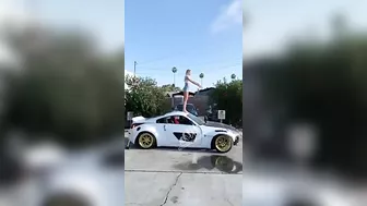 Pretty Blonde Tries Backflip On Boyfriend's Porsche