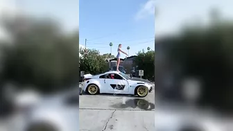 Pretty Blonde Tries Backflip On Boyfriend's Porsche