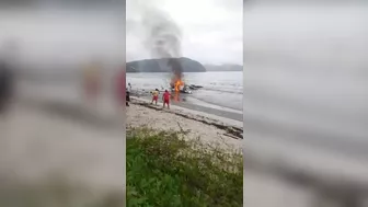 Private Plane Overshoots Runway And Explodes In Ubatuba