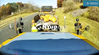 Rental Truck Hits Dump Truck, Worker Nearly Lost