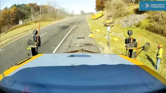 Rental Truck Hits Dump Truck, Worker Nearly Lost