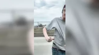 An Angry Man Tries To Break A Window And Walk Away