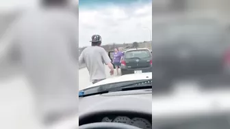 An Angry Man Tries To Break A Window And Walk Away