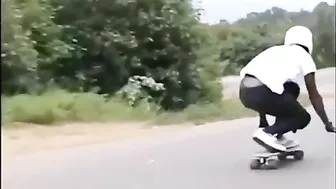 Roller Skater Hits Full Size Motorcycle - Slow Motion View