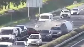 Out-of-control Car Hits Multiple Vehicles
