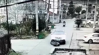 Motorcyclist Dragged Across Road After Falling In Front Of Car