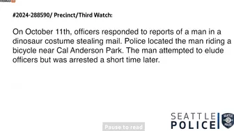 Seattle Police Arrest Man In Dinosaur Costume For Burglary
