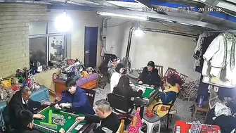 Serious Domino Player Interrupted By Rude Construction