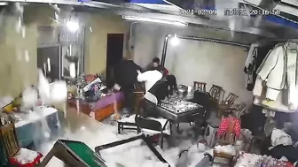 Serious Domino Player Interrupted By Rude Construction