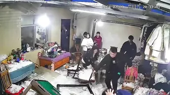 Serious Domino Player Interrupted By Rude Construction