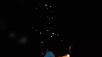 Fireworks Are Set Off On Both Sides Of The Glowing Christmas Tree