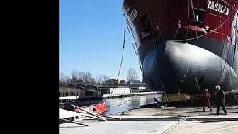 Dutch Dock Worker Nearly Crushed To Death After Ship Launch Failed