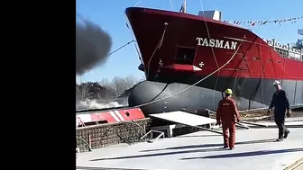 Dutch Dock Worker Nearly Crushed To Death After Ship Launch Failed