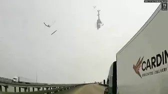 Shocking Video Shows Helicopter Crashing In Middle Of Motorway