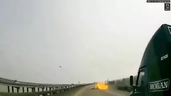 Shocking Video Shows Helicopter Crashing In Middle Of Motorway