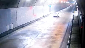 Sleepy Truck Driver Drives Into Tunnel