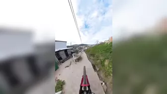 Riding A Bicycle Up Steep Steps