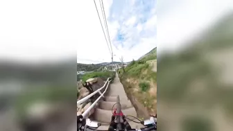 Riding A Bicycle Up Steep Steps