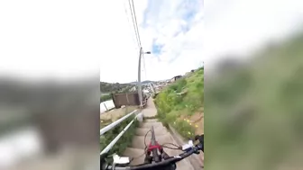 Riding A Bicycle Up Steep Steps