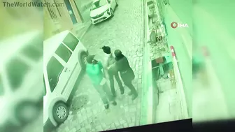 Unlucky Woman Trapped Between Skidding Vehicles