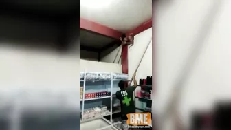 Thief Trapped In Wall And Beaten With Sticks Like A Piñata