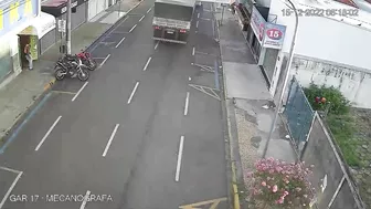 Truck Picks Up Motorcyclist After Accident