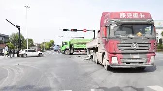 Truck Collides With Car After Emergency Braking On Highway