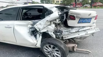 Truck Collides With Car After Emergency Braking On Highway