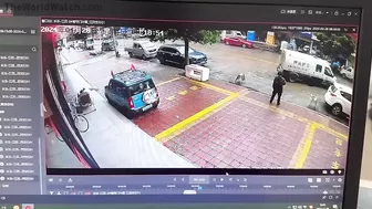 The Truck Somehow Ran Over The Guard.