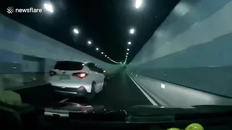 Two Drivers Collide At High Speed In Tunnel, GTA-style Attack