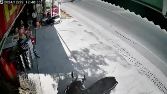 Walking Down The Street Carrying A Long Object