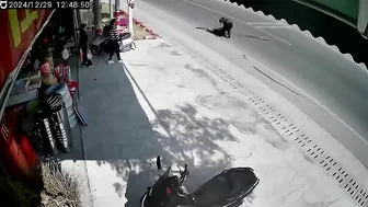 Walking Down The Street Carrying A Long Object